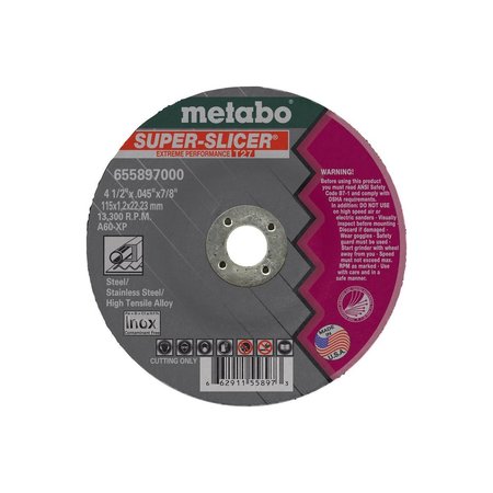 METABO Cutting Wheel 5" x .045" x 7/8" - A60XP Super Slicer 655898000